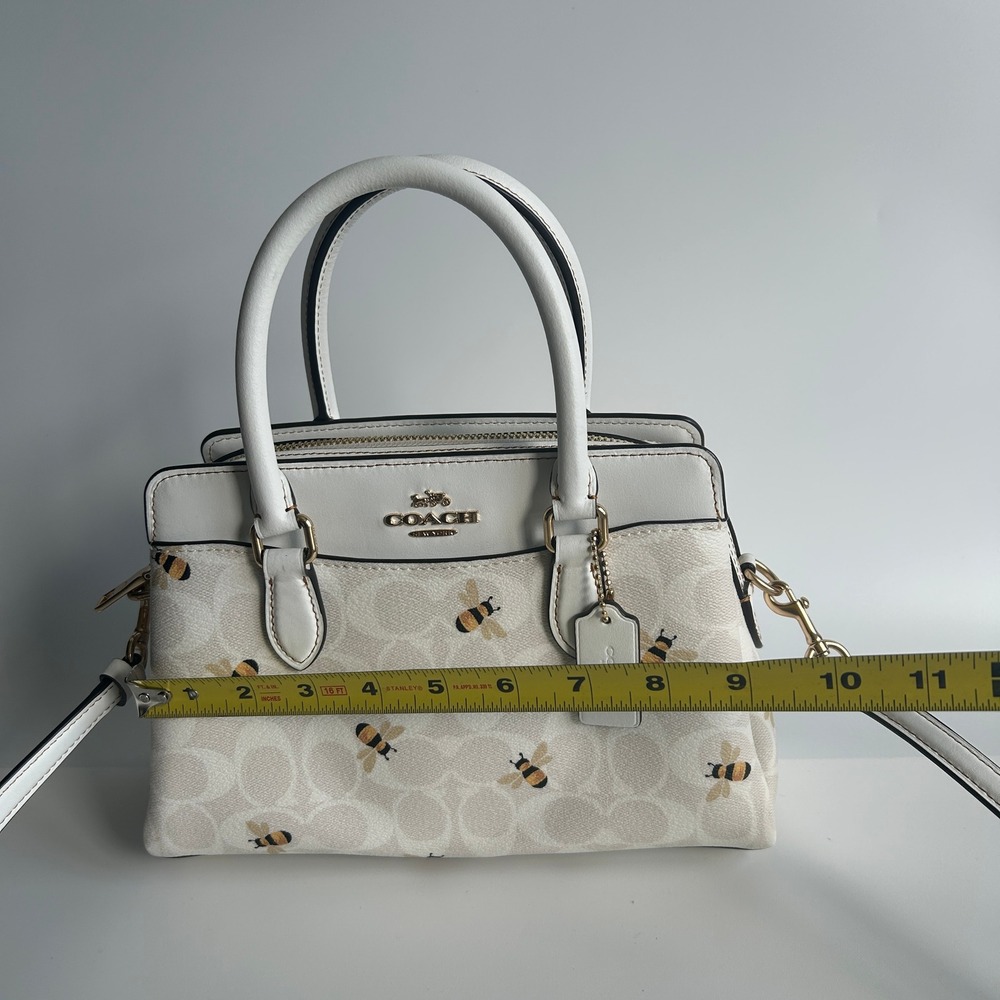 Coach Mini Darcie Carryall White Signature Bee Canvas Satchel Bag CH517 - Picture 10 of 12